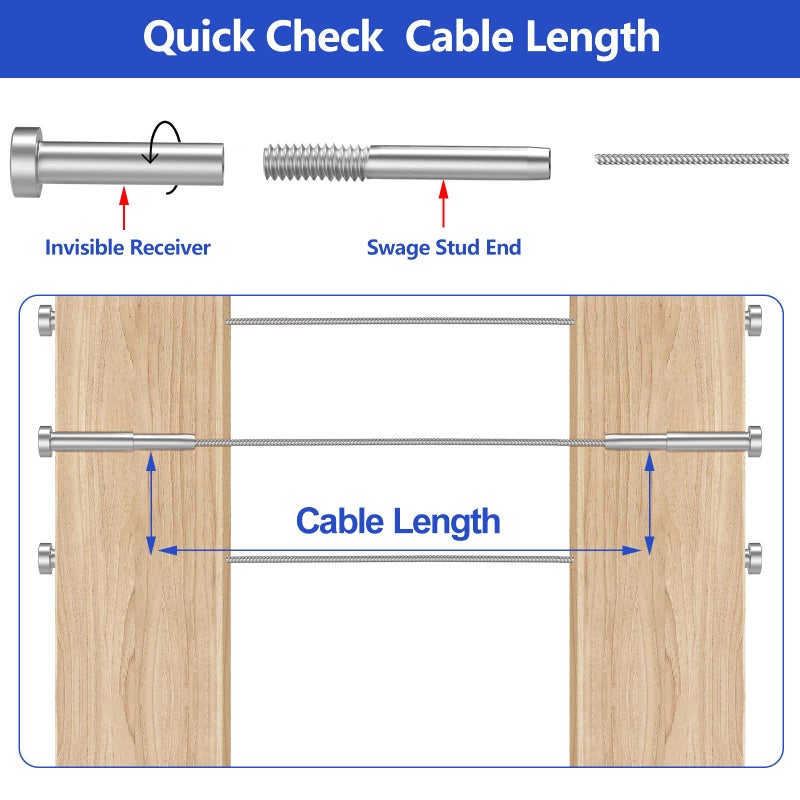 CKE 40 Pack Stainless Steel Invisible Receiver and Swage Stud End for 3/16 Inch Cable Railing, Deck Stair Threaded End Fitting for Wood & Metal Post - Image 3